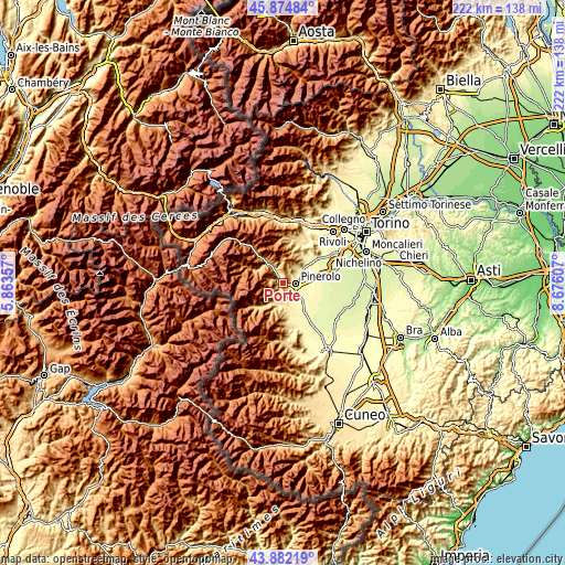 Topographic map of Porte