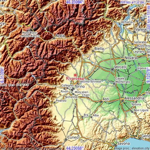 Topographic map of Rivarossa