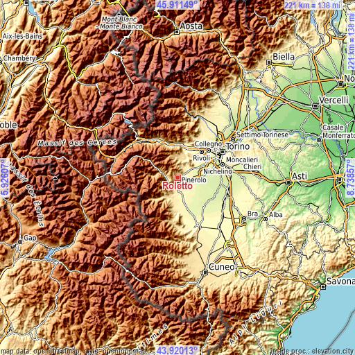 Topographic map of Roletto