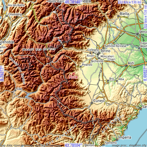 Topographic map of Rorà