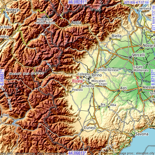 Topographic map of Rosta