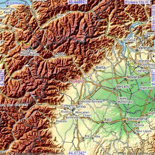 Topographic map of Rueglio