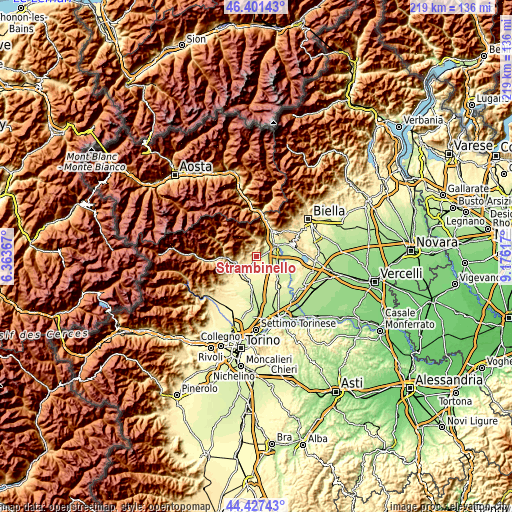 Topographic map of Strambinello