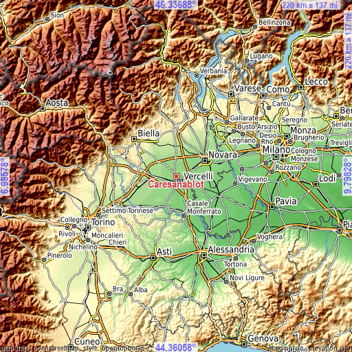 Topographic map of Caresanablot