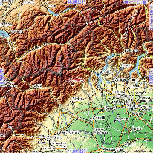 Topographic map of Cervatto