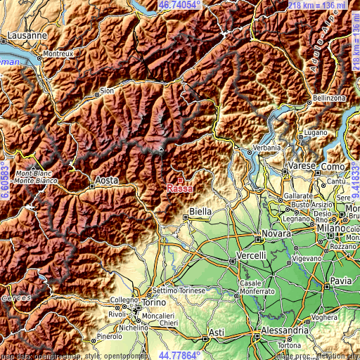 Topographic map of Rassa