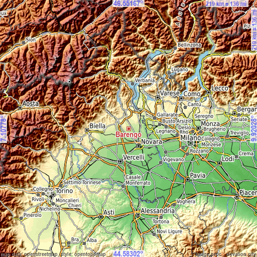 Topographic map of Barengo