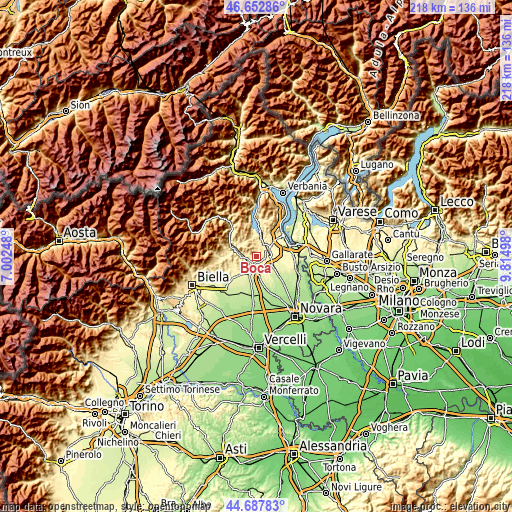 Topographic map of Boca