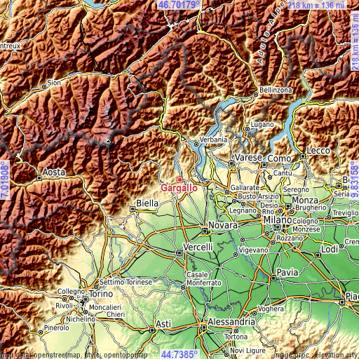 Topographic map of Gargallo