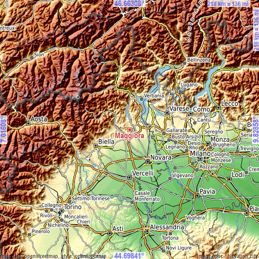 Topographic map of Maggiora