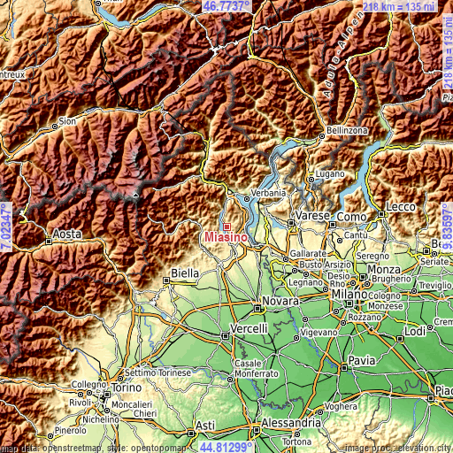 Topographic map of Miasino