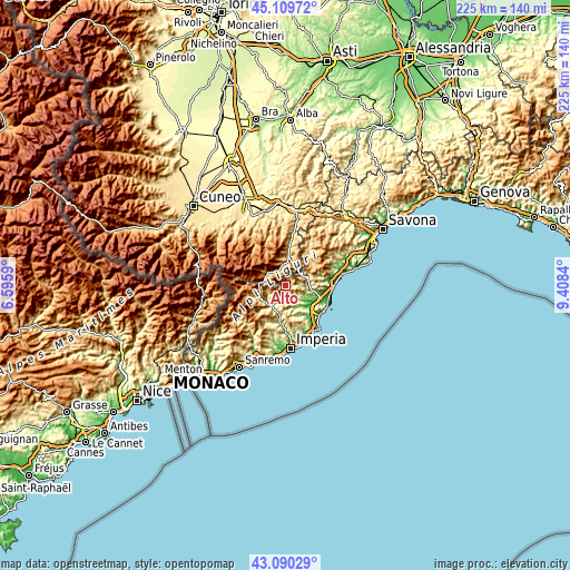 Topographic map of Alto