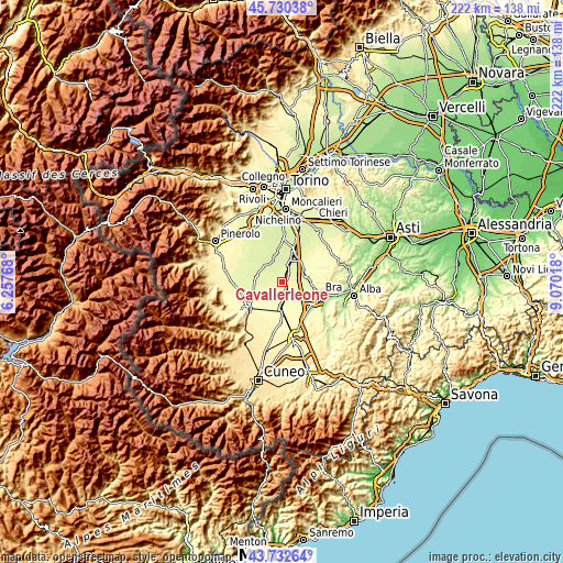 Topographic map of Cavallerleone