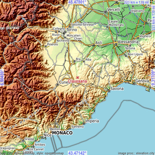 Topographic map of Clavesana