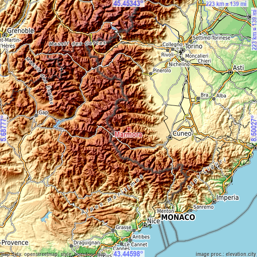 Topographic map of Marmora