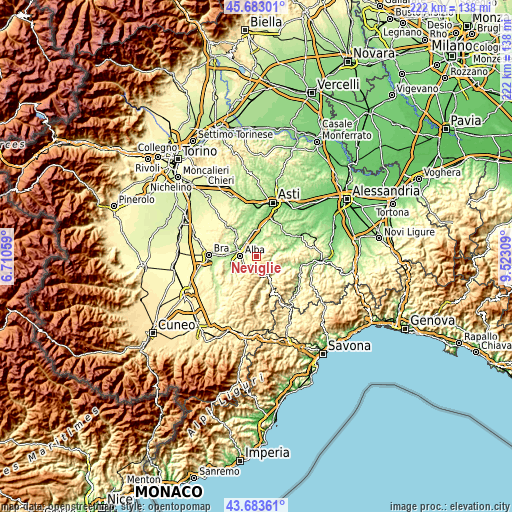 Topographic map of Neviglie