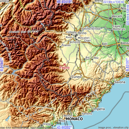 Topographic map of Pagno