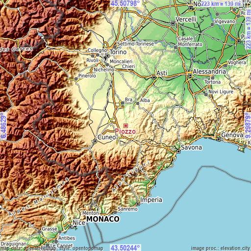 Topographic map of Piozzo