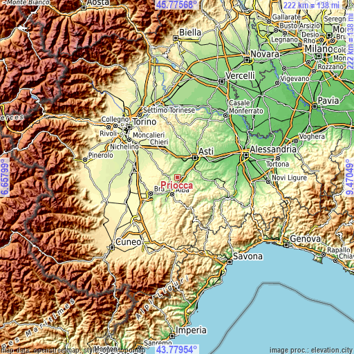 Topographic map of Priocca