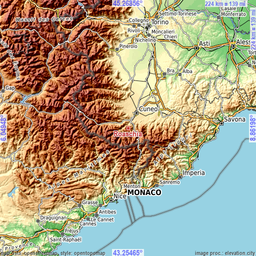 Topographic map of Roaschia