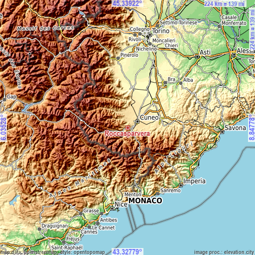 Topographic map of Roccasparvera