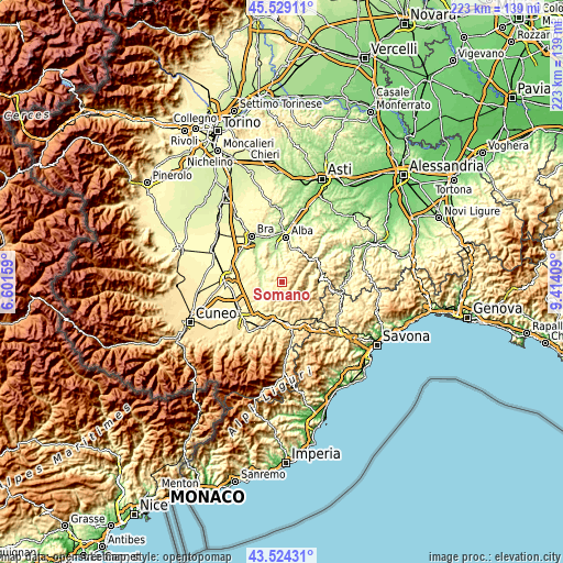 Topographic map of Somano