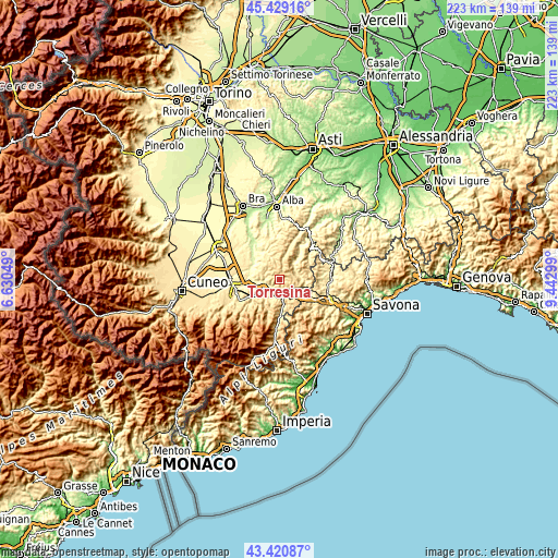 Topographic map of Torresina