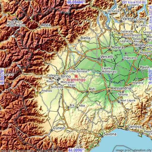 Topographic map of Aramengo