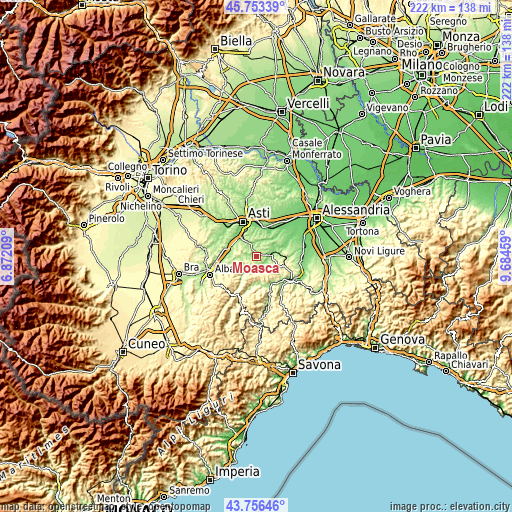 Topographic map of Moasca