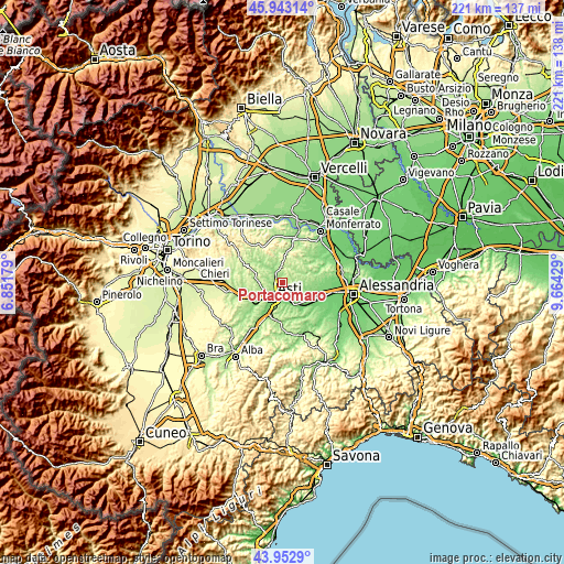 Topographic map of Portacomaro