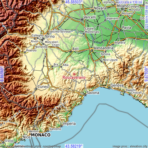 Topographic map of Roccaverano