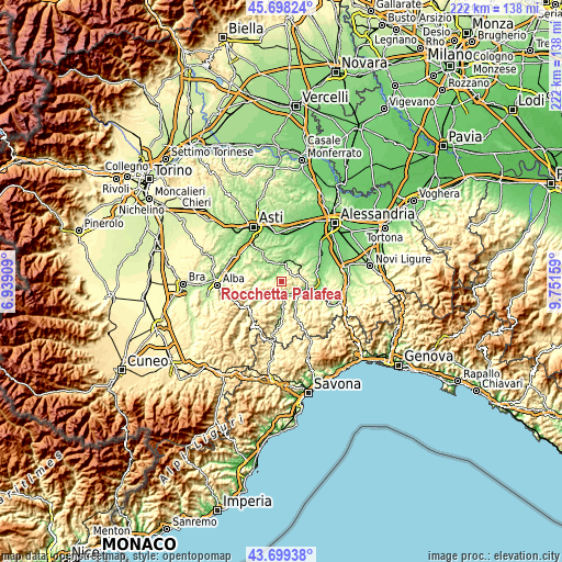 Topographic map of Rocchetta Palafea