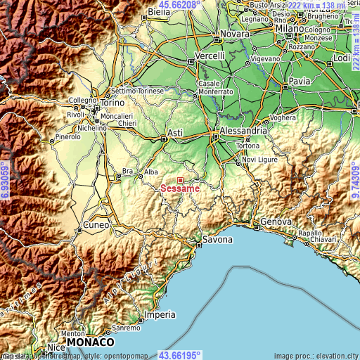 Topographic map of Sessame