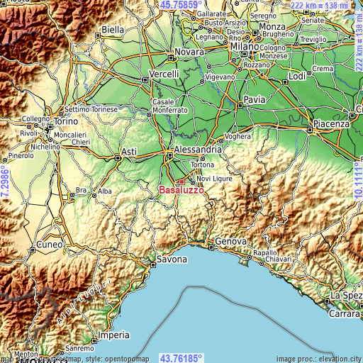 Topographic map of Basaluzzo