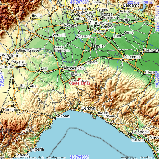 Topographic map of Castellania