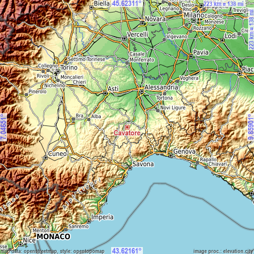 Topographic map of Cavatore