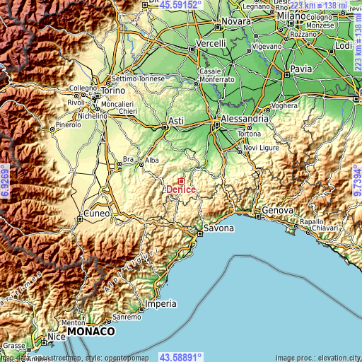 Topographic map of Denice