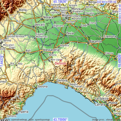 Topographic map of Dernice