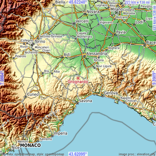 Topographic map of Grognardo