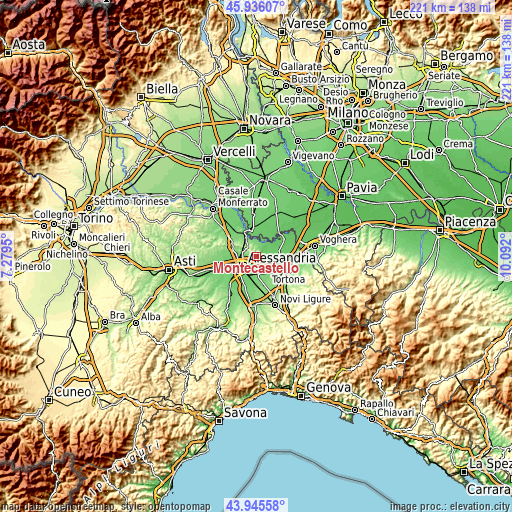 Topographic map of Montecastello