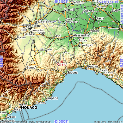 Topographic map of Pareto