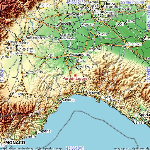 Topographic map of Parodi Ligure