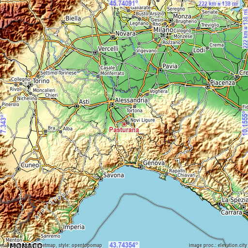 Topographic map of Pasturana