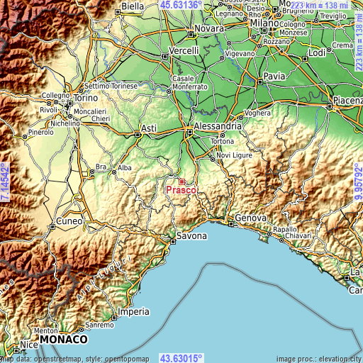 Topographic map of Prasco