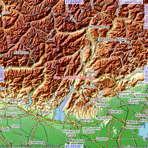 Topographic map of San Lorenzo in Banale