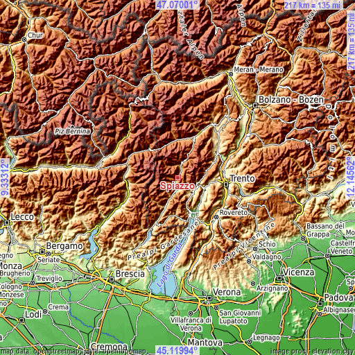 Topographic map of Spiazzo