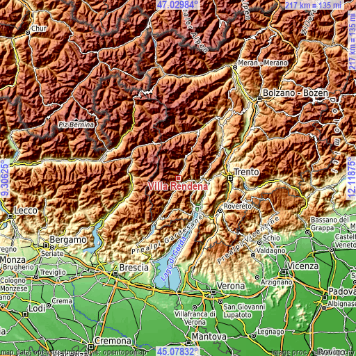 Topographic map of Villa Rendena