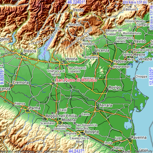 Topographic map of San Pietro di Morubio