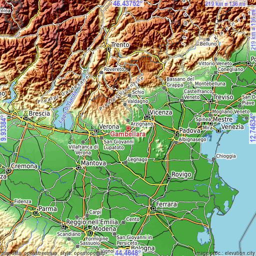 Topographic map of Gambellara