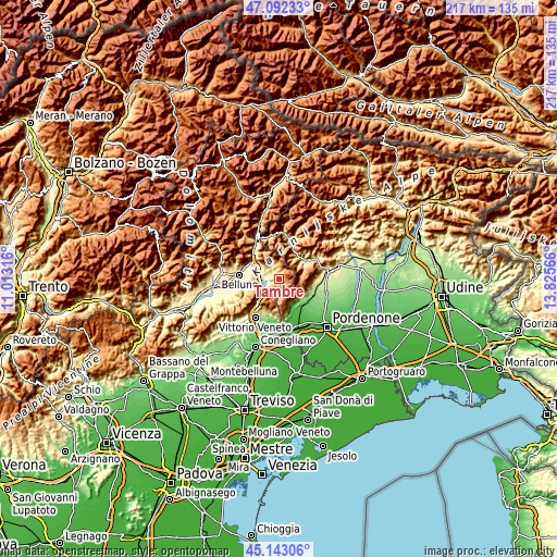 Topographic map of Tambre